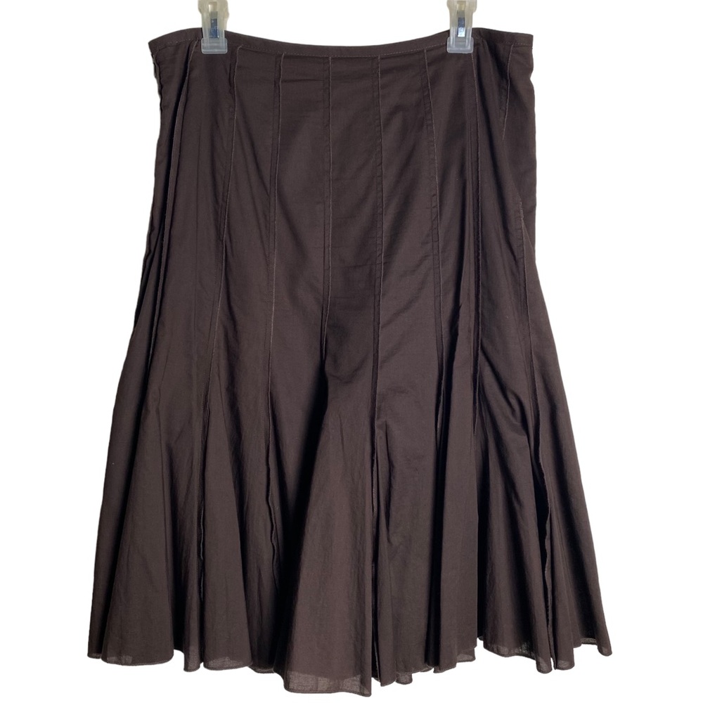 Michael Kors Women's Aline Midi Skirt Chocolate Brown Lined Sz 8 Layered (Flawed - Picture 1 of 11